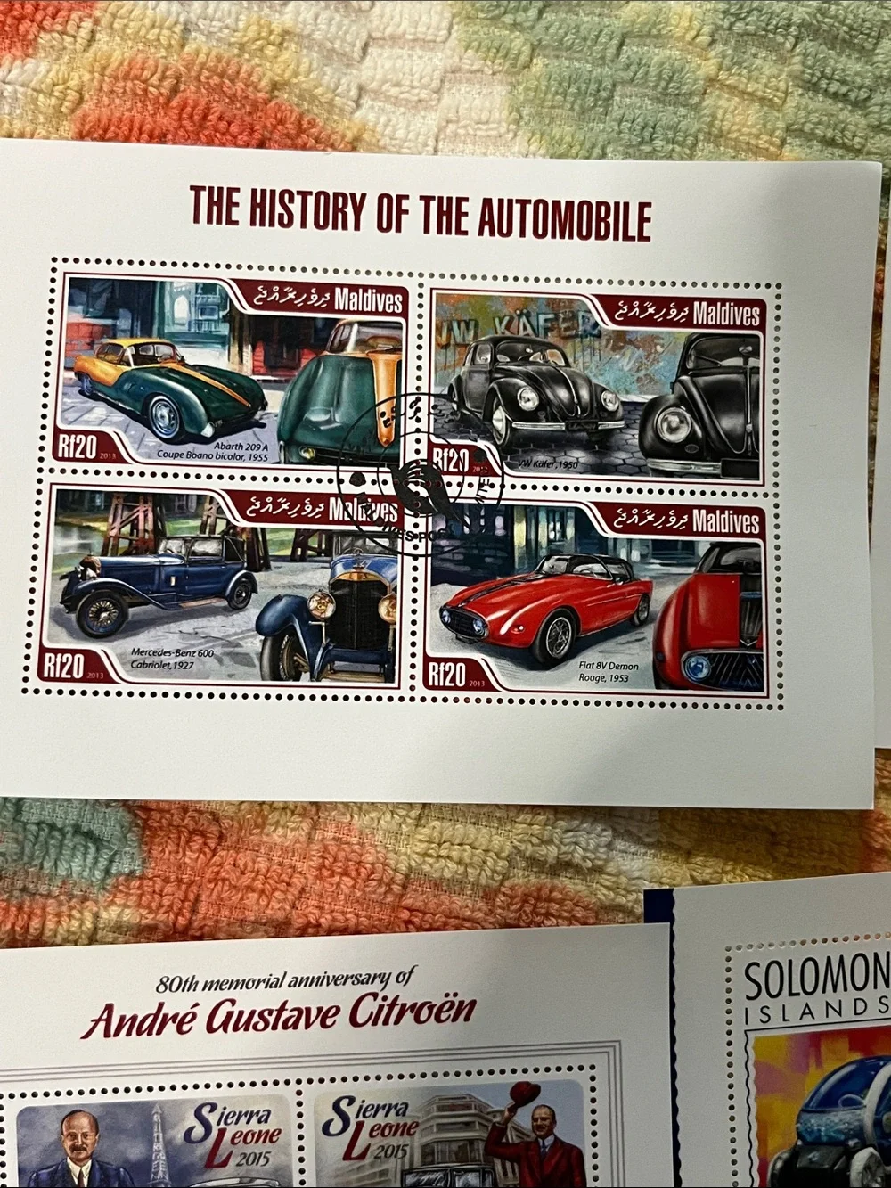 Solomon Islands Multicolor Collectible Stamp Sheets - Vintage Auto Set